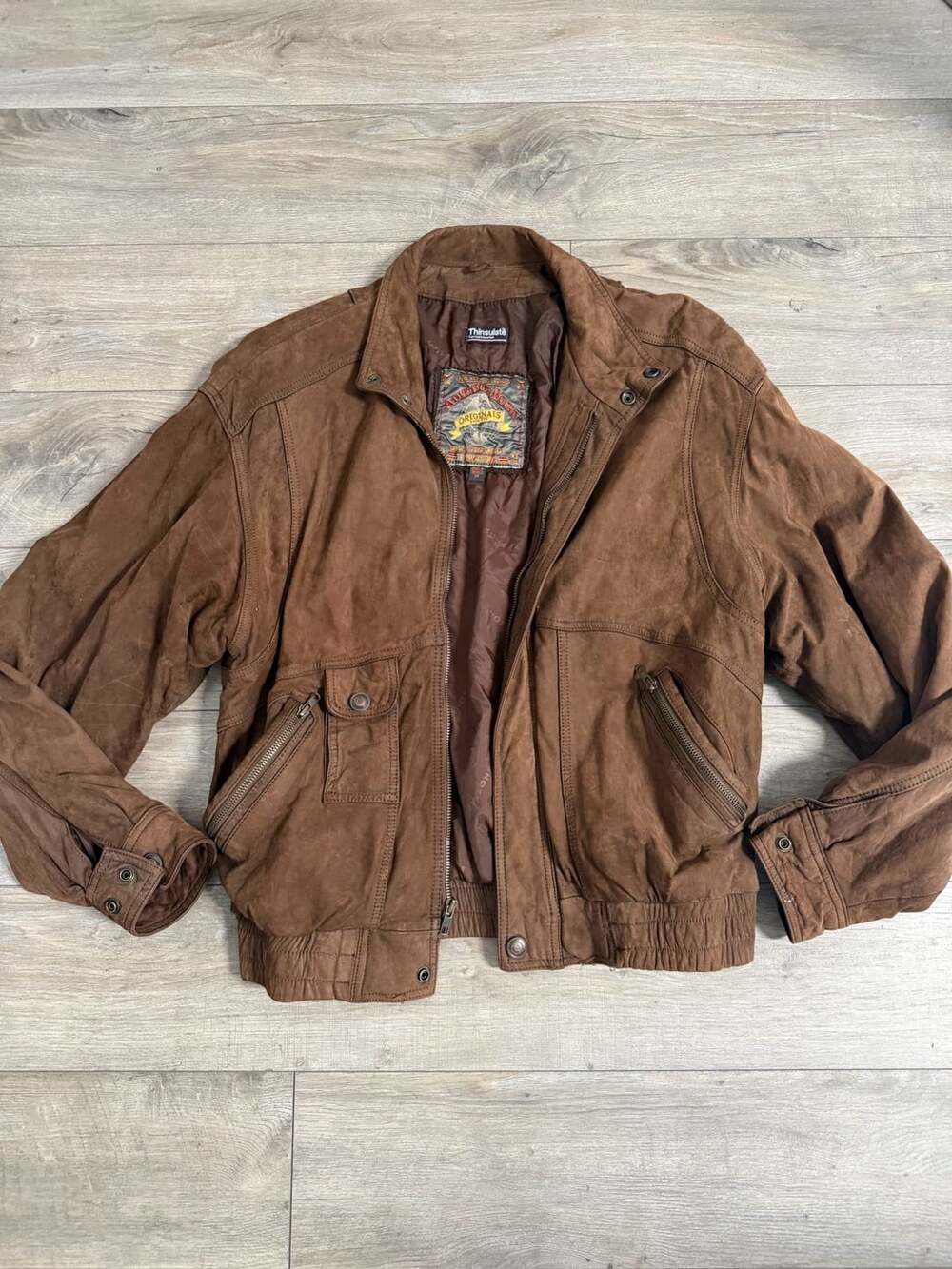 Vintage Adventure Bound Originals Leather Bomber Jacket Size M Brown